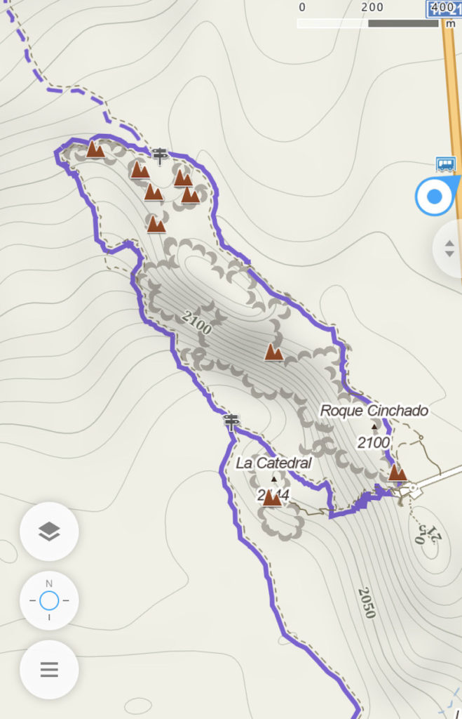 Mapa treku pod El Teide