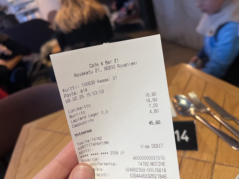 účtenka z Cafe21
