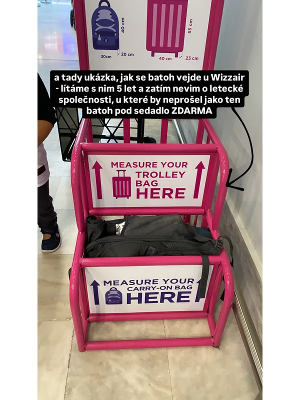 Môj nepreplnený Aevor Trip Pack v meracom ráme Wizz Air